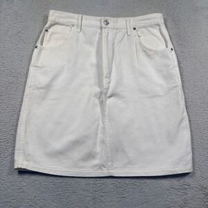 Vintage Forenza White Denim Skirt Mini A-Line Casual Cotton‎ Size 12